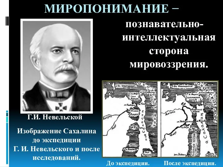 МИРОПОНИМАНИЕ − познавательно-интеллектуальная сторона мировоззрения. Изображение Сахалина до экспедиции Г.