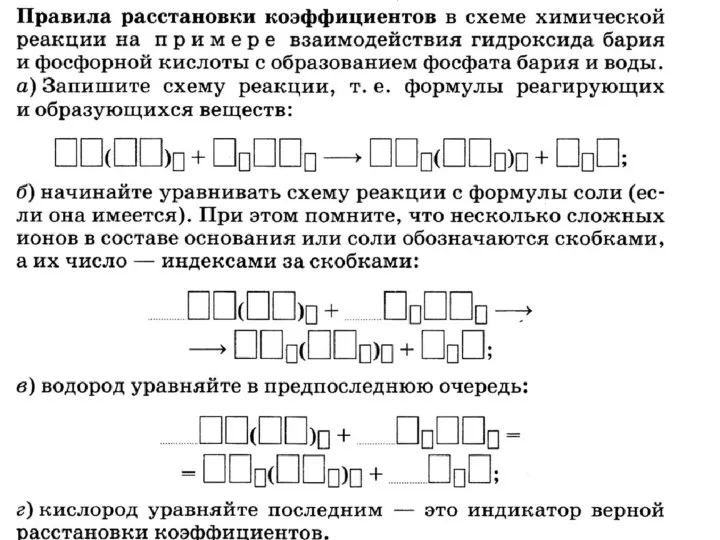 Правила расстановки коэффицентов