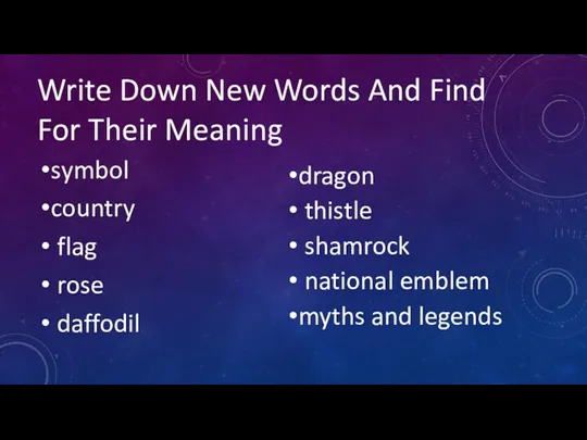Write Down New Words And Find For Their Meaning symbol