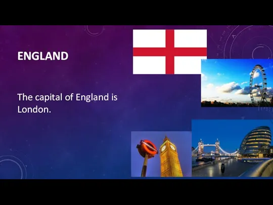 ENGLAND The capital of England is London.