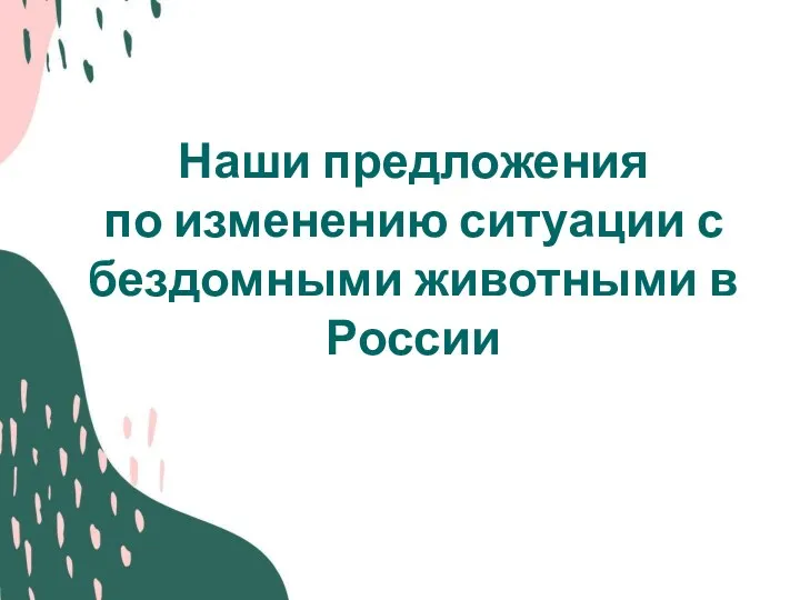 Наши предложения по изменению ситуации с бездомными животными в России