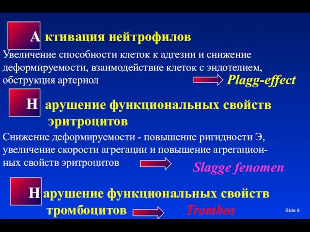 Slide ктивация нейтрофилов Увеличение способности клеток к адгезии и снижение