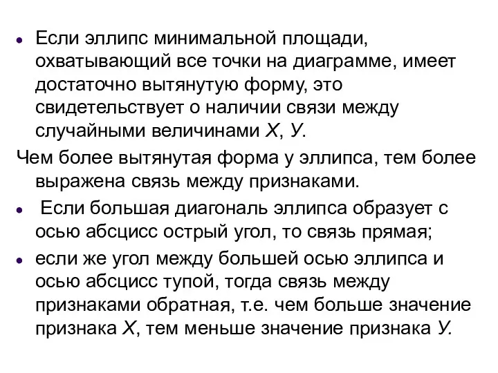 Если эллипс минимальной площади, охватывающий все точки на диаграмме, имеет