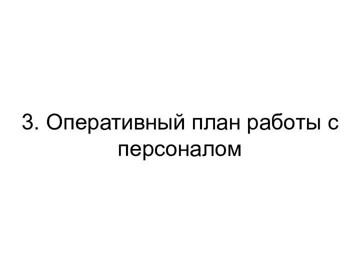 3. Оперативный план работы с персоналом