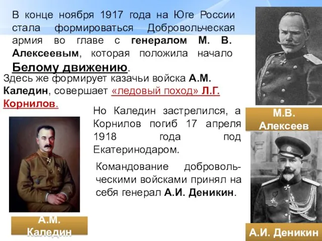 В конце ноября 1917 года на Юге России стала формироваться