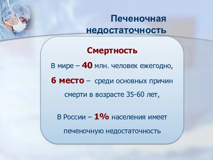 Смертность В мире – 40 млн. человек ежегодно, 6 место – среди основных