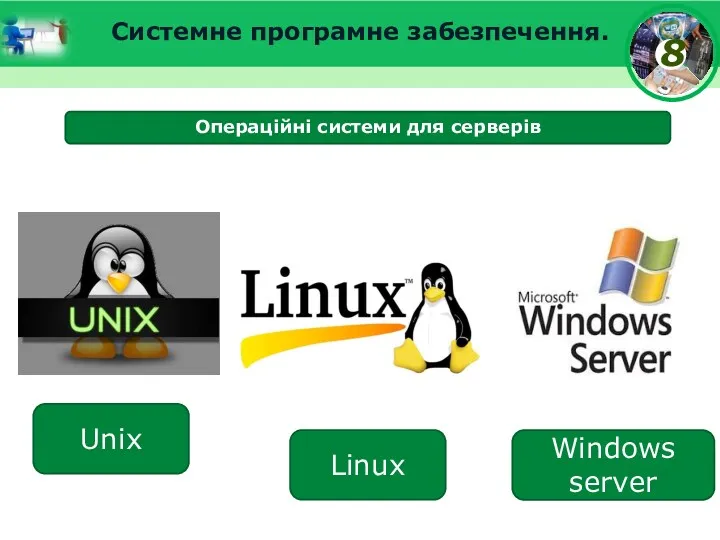 Операційні системи для серверів Системне програмне забезпечення. Unix Linux Windows server