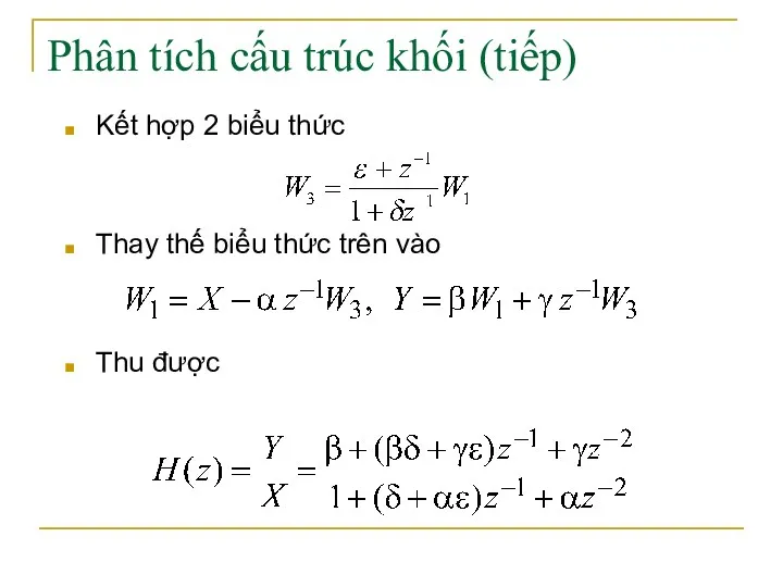 Phân tích cấu trúc khối (tiếp) Kết hợp 2 biểu