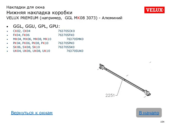 В начало Накладки для окна Нижняя накладка коробки VELUX PREMIUM