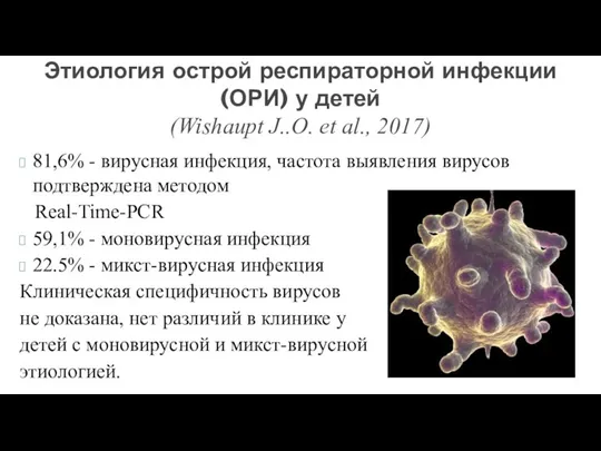 81,6% - вирусная инфекция, частота выявления вирусов подтверждена методом Real-Time-PCR