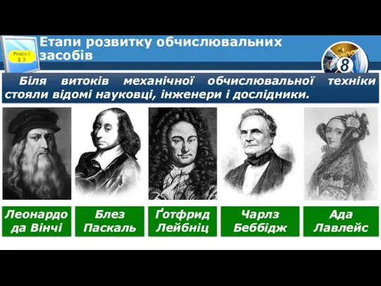 Етапи розвитку обчислювальних засобів Розділ 2 § 3 Біля витоків