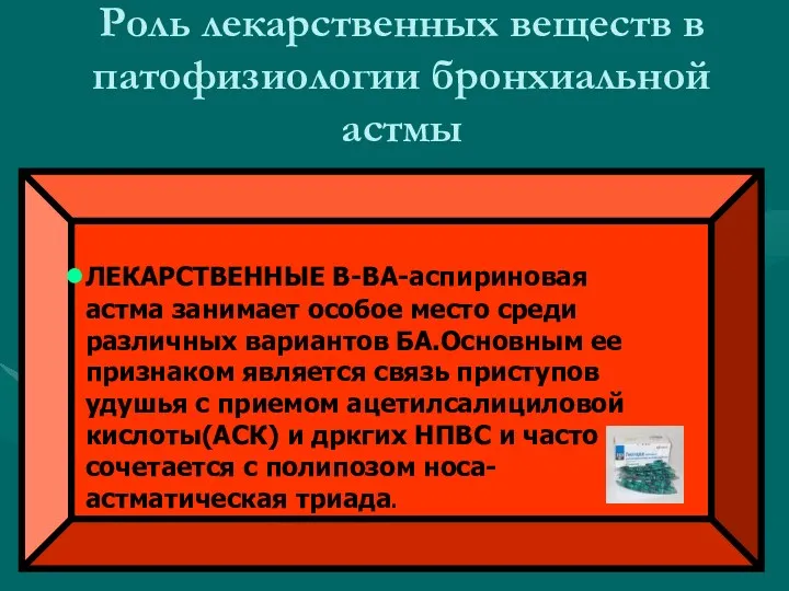 Роль лекарственных веществ в патофизиологии бронхиальной астмы