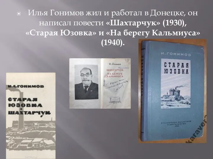 Илья Гонимов жил и работал в Донецке, он написал повести