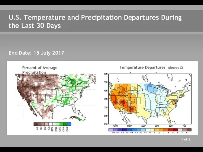 U.S. Temperature and Precipitation Departures During the Last 30 Days