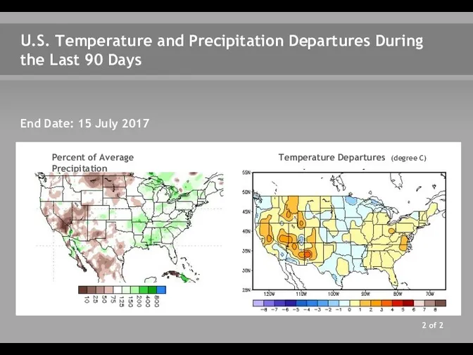 U.S. Temperature and Precipitation Departures During the Last 90 Days