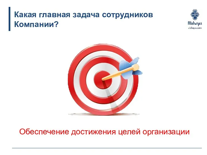 Какая главная задача сотрудников Компании? Обеспечение достижения целей организации