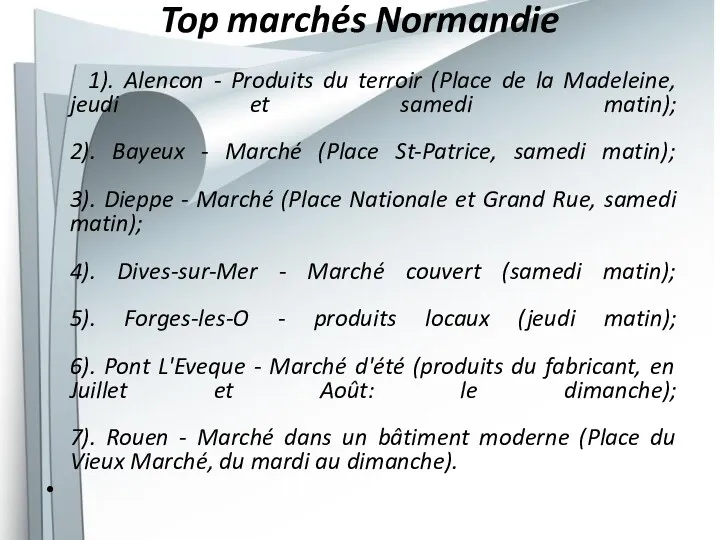 Top marchés Normandie 1). Alencon - Produits du terroir (Place de la Madeleine,