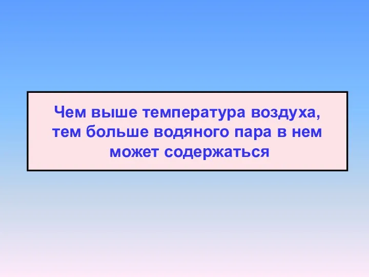 Чем выше температура воздуха, тем больше водяного пара в нем может содержаться