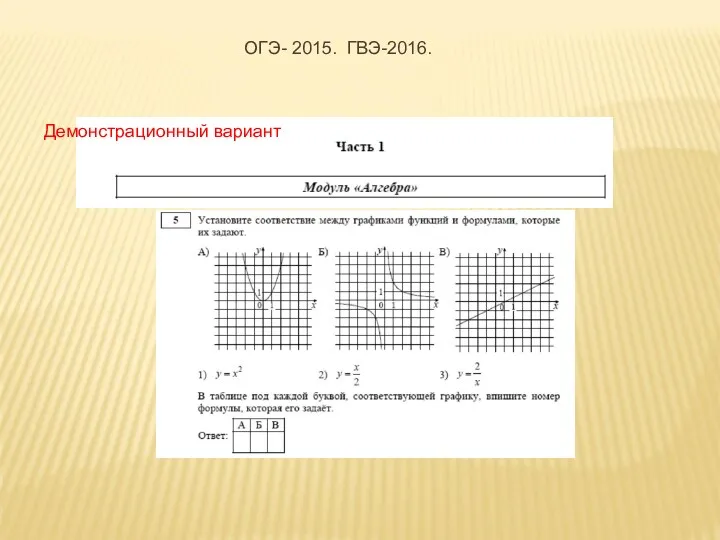 Демонстрационный вариант ОГЭ- 2015. ГВЭ-2016.