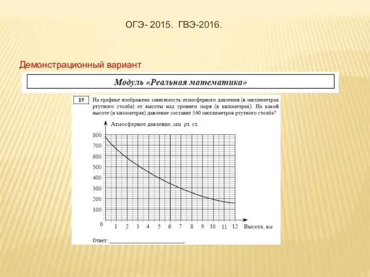 Демонстрационный вариант ОГЭ- 2015. ГВЭ-2016.