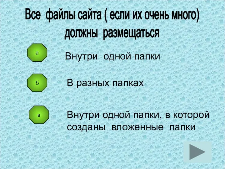 б в Внутри одной папки В разных папках Внутри одной