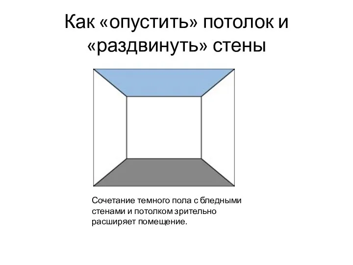 Как «опустить» потолок и «раздвинуть» стены Сочетание темного пола с