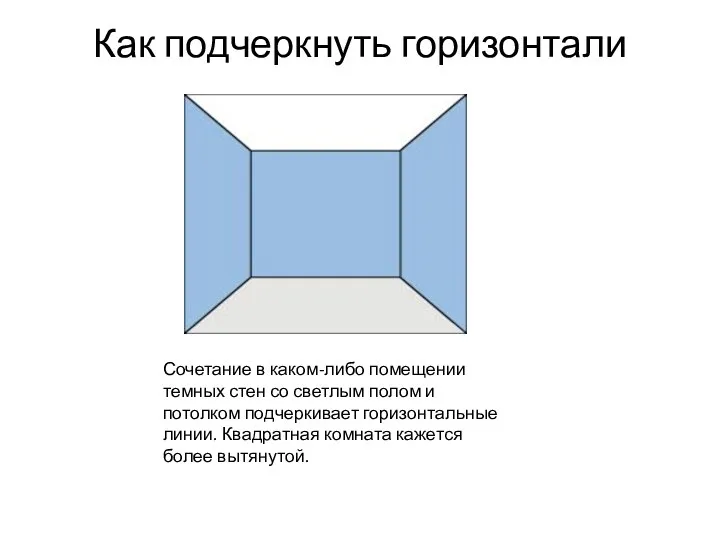 Как подчеркнуть горизонтали Сочетание в каком-либо помещении темных стен со