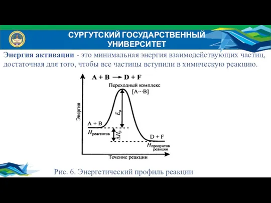 СУРГУТСКИЙ ГОСУДАРСТВЕННЫЙ УНИВЕРСИТЕТ Энергия активации - это минимальная энергия взаимодействующих