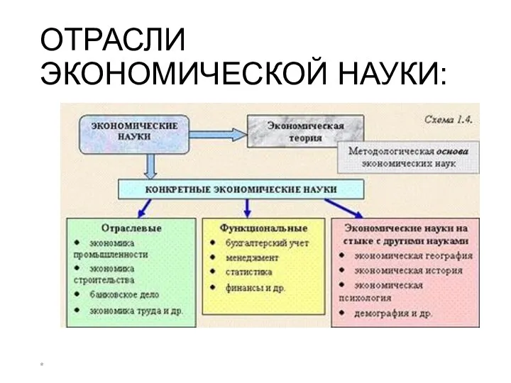 ОТРАСЛИ ЭКОНОМИЧЕСКОЙ НАУКИ: *