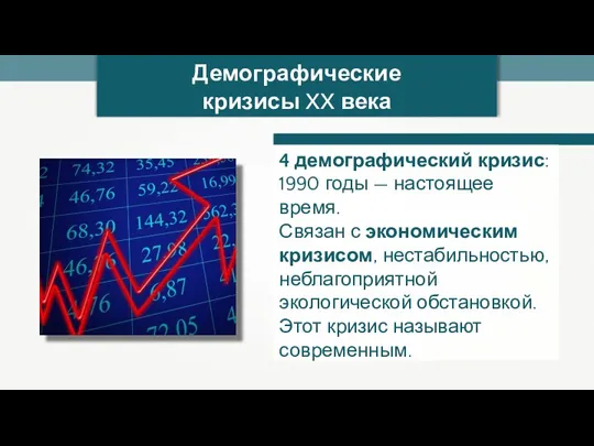 Демографические кризисы XX века 4 демографический кризис: 1990 годы —