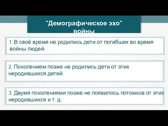 "Демографическое эхо" войны 1. В своё время не родились дети