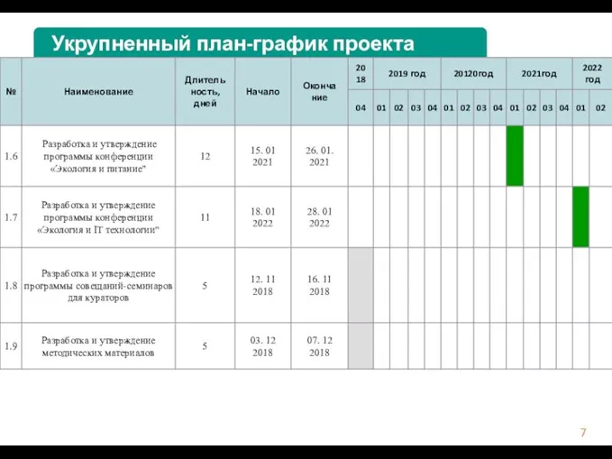 Укрупненный план-график проекта