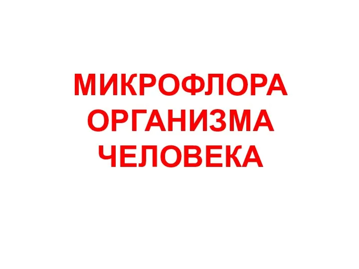 МИКРОФЛОРА ОРГАНИЗМА ЧЕЛОВЕКА