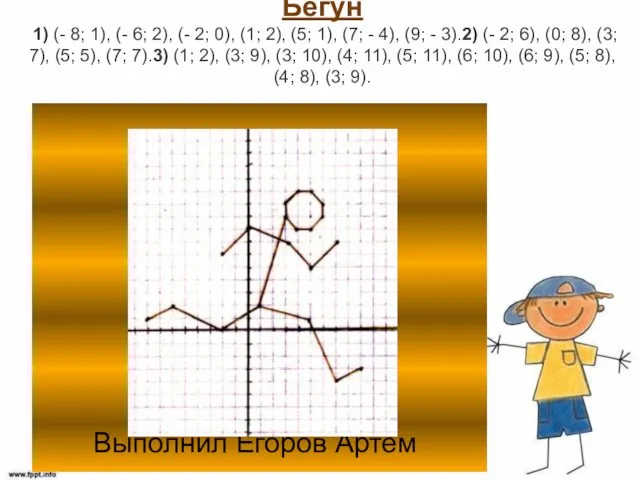 Бегун 1) (- 8; 1), (- 6; 2), (- 2;