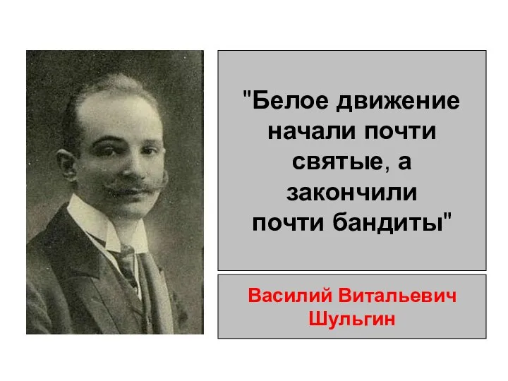 "Белое движение начали почти святые, а закончили почти бандиты" Василий Витальевич Шульгин