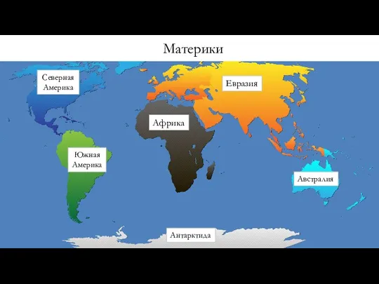 Евразия Африка Северная Америка Южная Америка Австралия Антарктида