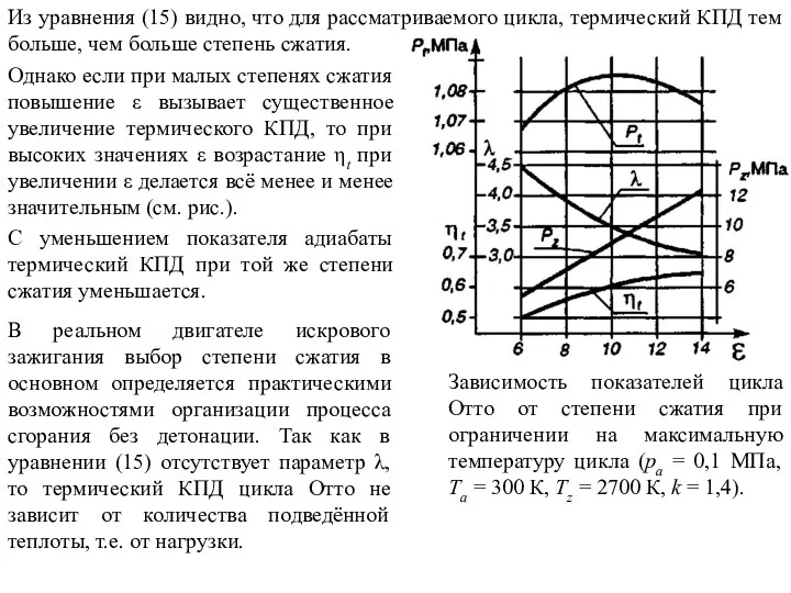 Из уравнения (15) видно, что для рассматриваемого цикла, термический КПД