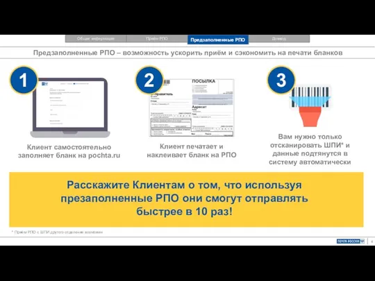 Расскажите Клиентам о том, что используя презаполненные РПО они смогут