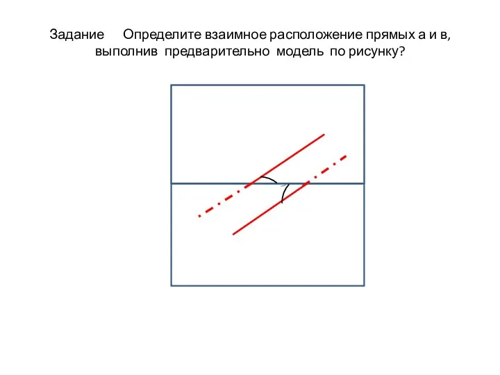 Задание Определите взаимное расположение прямых а и в, выполнив предварительно модель по рисунку? в а