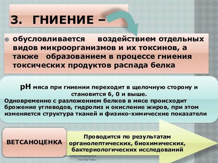 3. ГНИЕНИЕ – обусловливается воздействием отдельных видов микроорганизмов и их