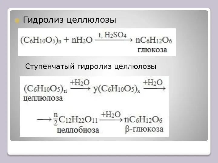 Гидролиз целлюлозы Ступенчатый гидролиз целлюлозы