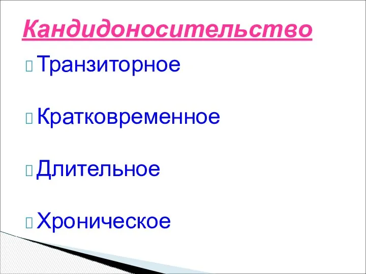 Транзиторное Кратковременное Длительное Хроническое Кандидоносительство