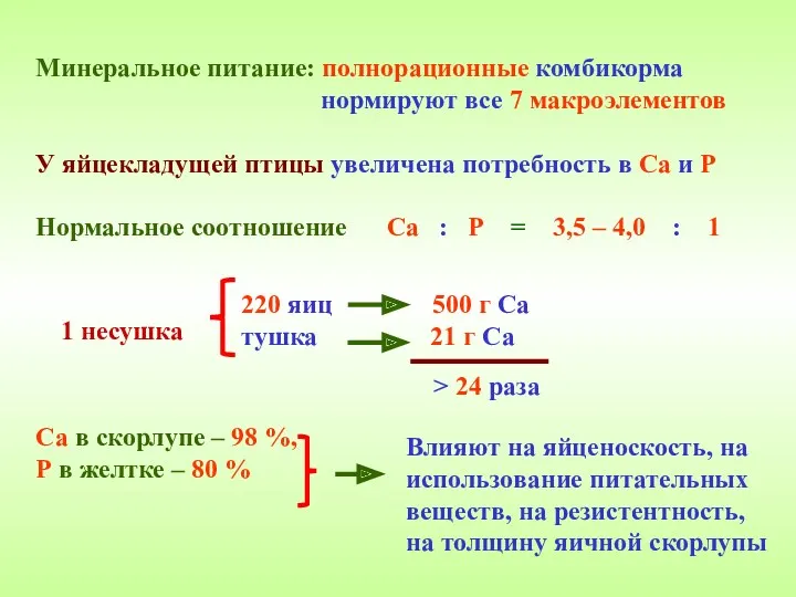 Минеральное питание: полнорационные комбикорма нормируют все 7 макроэлементов У яйцекладущей