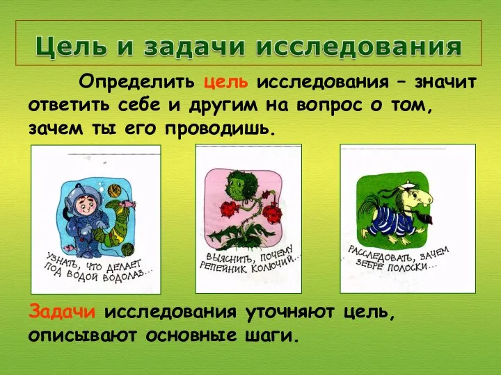 Определить цель исследования – значит ответить себе и другим на вопрос о том,