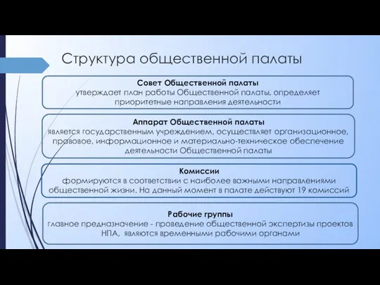 Структура общественной палаты Комиссии формируются в соответствии с наиболее важными