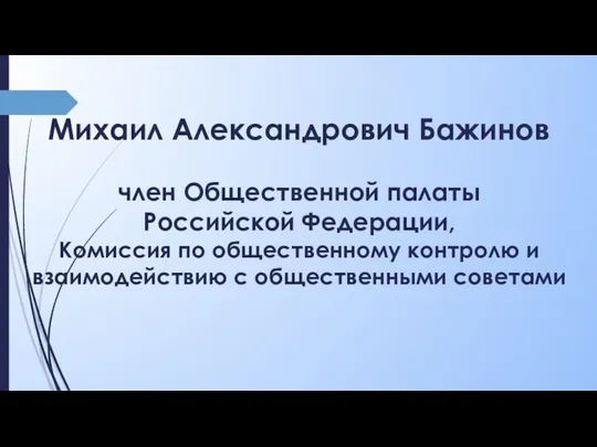 Михаил Александрович Бажинов член Общественной палаты Российской Федерации, Комиссия по