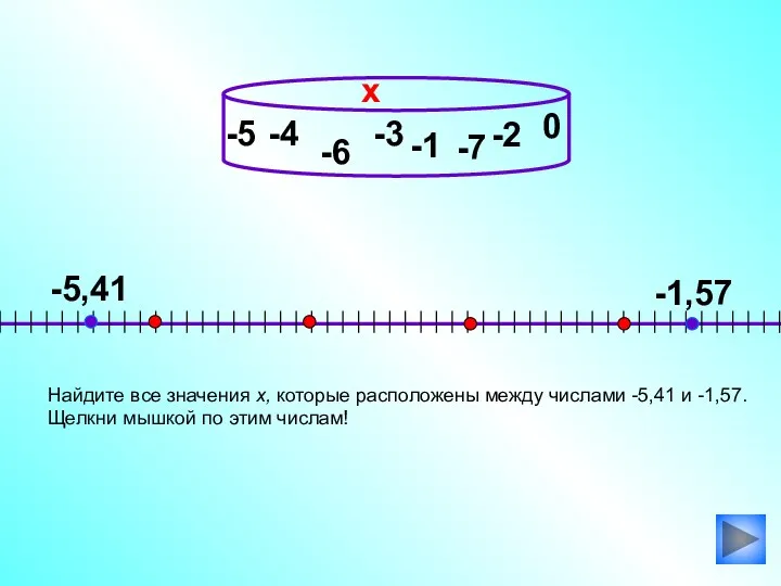 -4 Найдите все значения х, которые расположены между числами -5,41