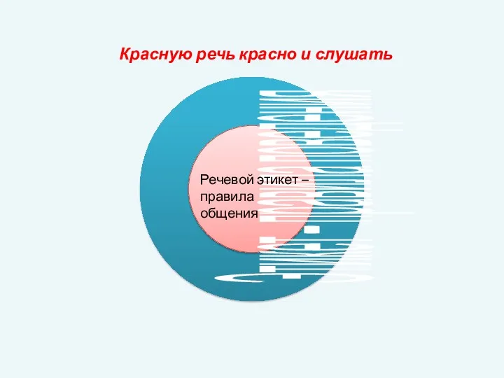 Красную речь красно и слушать Этикет – правила поведения Речевой этикет – правила общения