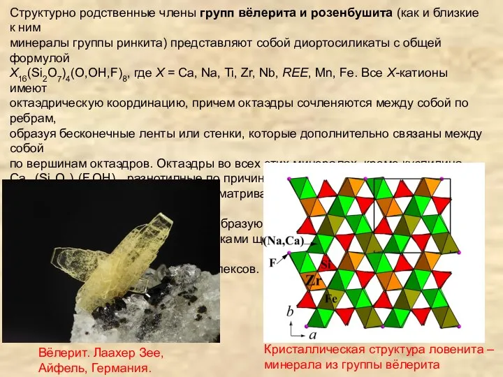 Структурно родственные члены групп вёлерита и розенбушита (как и близкие
