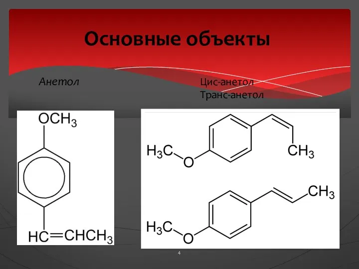 Основные объекты Анетол Цис-анетол Транс-анетол